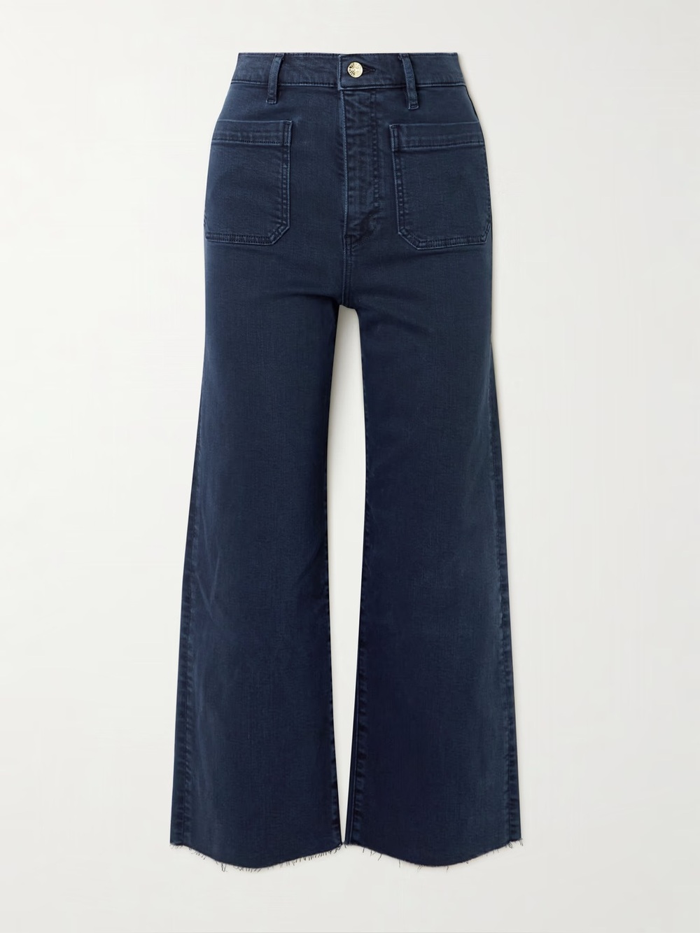 Frame Anchor Frayed Wide-Leg Jeans in Dark Navy